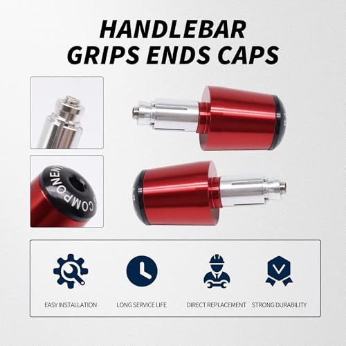7/8″ 22MM Motorcycle Bar Ends Universal Compatible with Yamaha YZF R1 R3 R6 Red