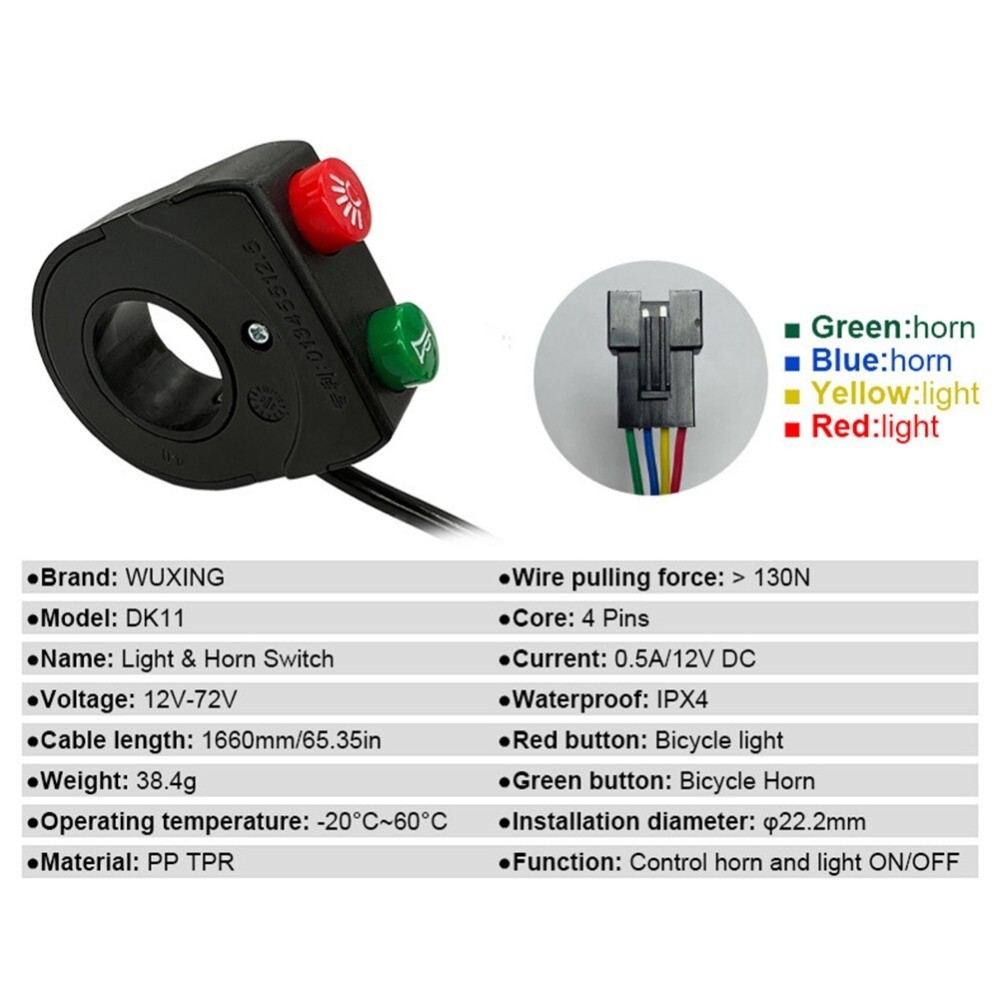 Electric Bike Light Ebike Headlight Tail Lights LED Brake Lamp Kit