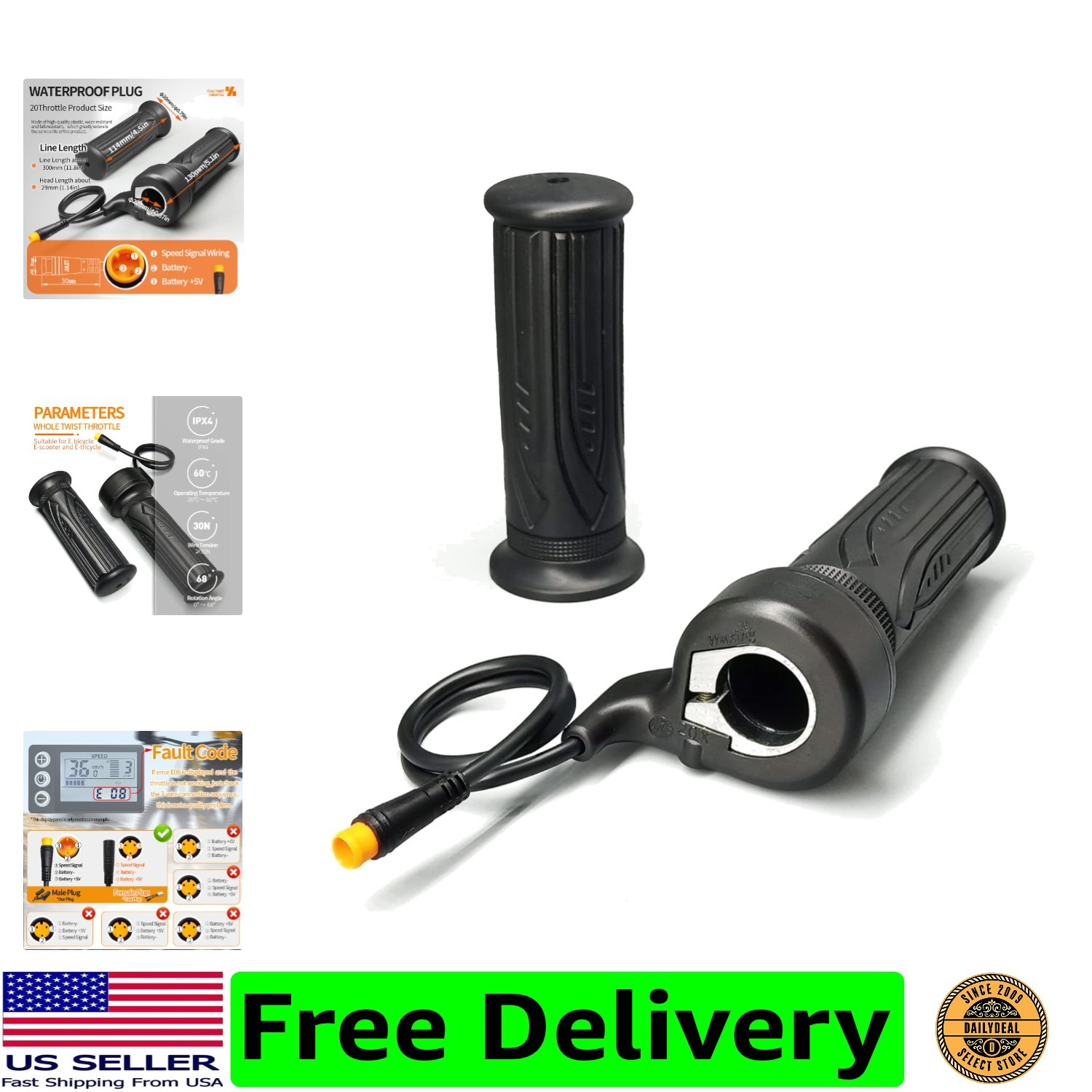 Electric Motorcycle Accelerator Right Hand Full Twist Throttle Ebike Throttle…