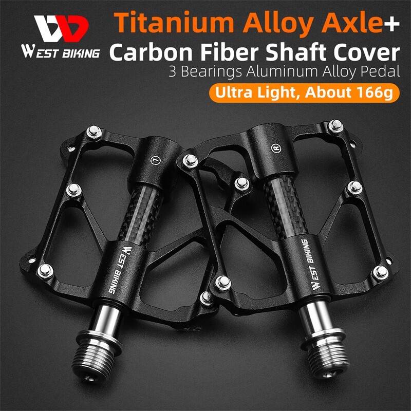 Bike Pedals 3 Bearings Titanuim Axle Carbon Cover Bicycle Pedals Platform Pedals