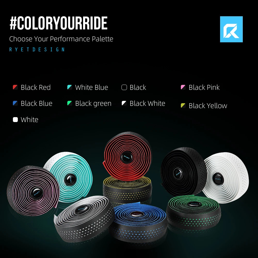 RYET Road Bike Bar Tape Gel Padding Anti-Slip Handlebar Wrap 2150mm 9 Colors