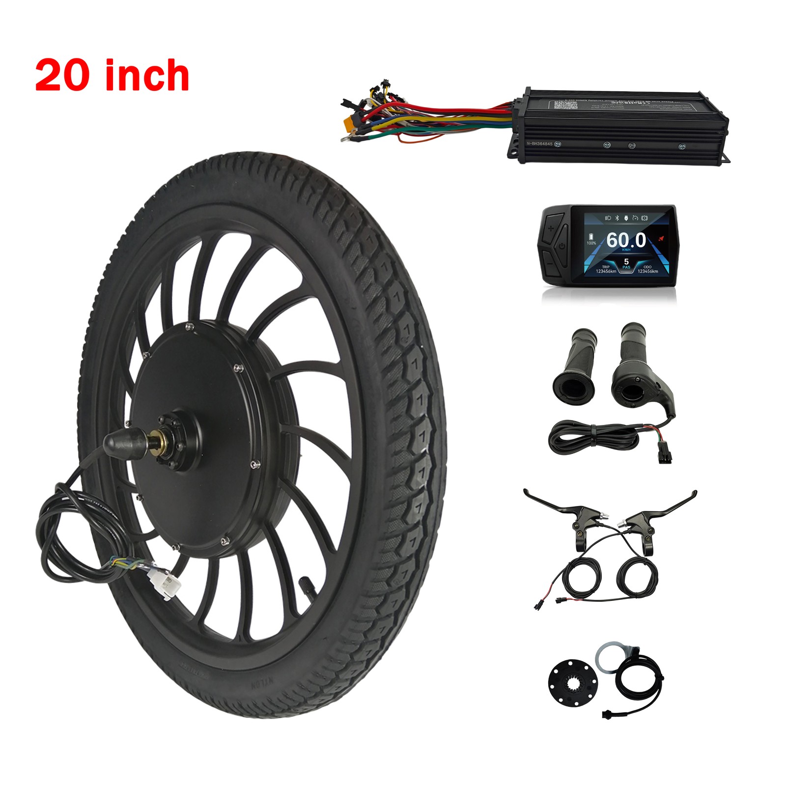 36V 48V 52V 1000W EBike Front or Rear Integral Wheel Conversion Kit 16″ 20″
