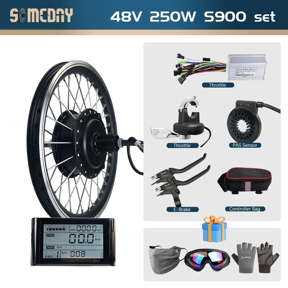 36V 48V 250W E-bike Conversion Kit Brushless Rear Cassette Hub Motor Wheel