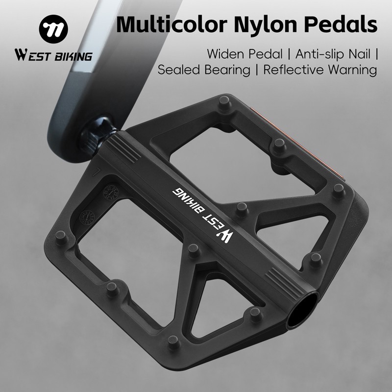 WEST BIKING Nylon Bicycle Pedals DU Sealed Bearing 9/16″ Bike Flat Pedals A Pair