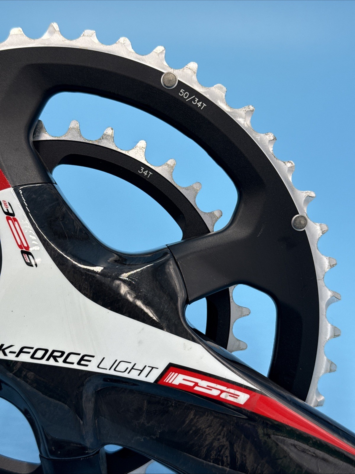 FSA K-Force Light 170mm Carbon Fiber 50/34 Compact Crank 386EVO PF30 BBright