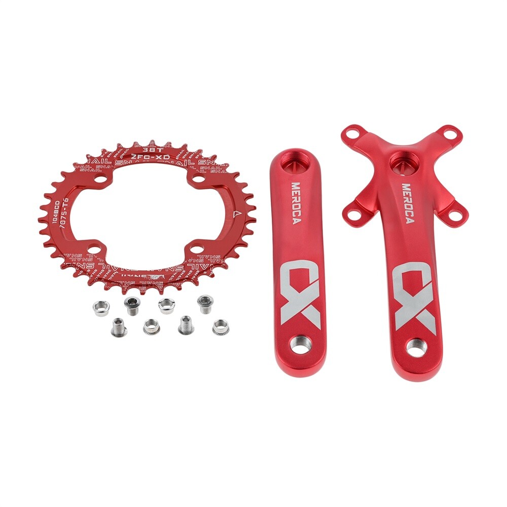 38T MTB Bicycle Crankset Bottom Bracket Aluminum Alloy 104BCD Chainring Red