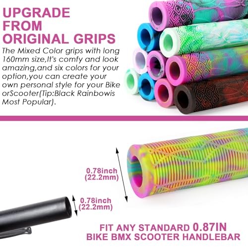 Scooter Grips – Mixed Cool Bike Bicycle Scooter Handlebar Grips | B Rainbow