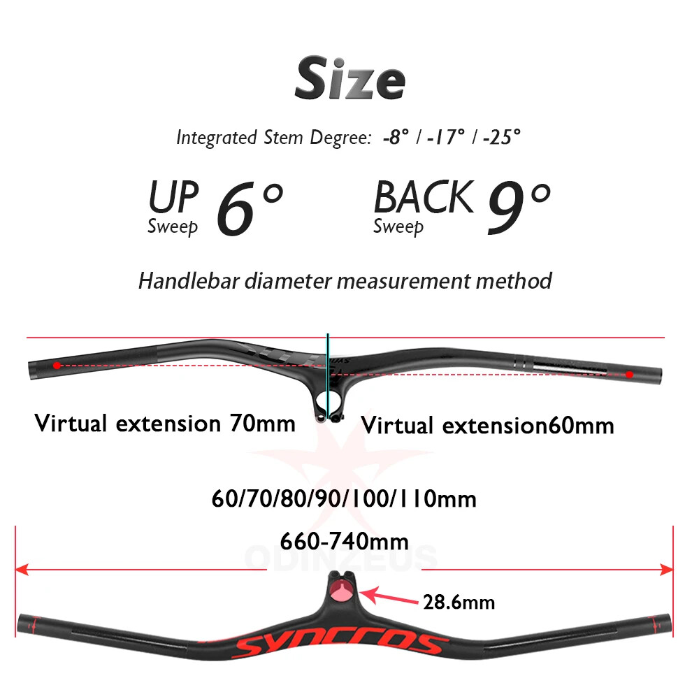 660 -740mm FRASER IC Carbon Fiber MTB Bicycle Handlebar Integrated with Stem