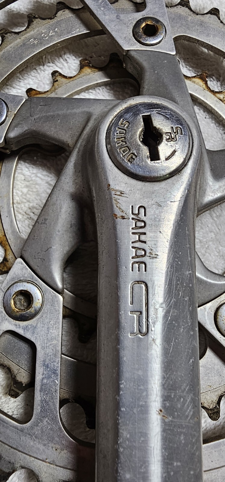 Vintage Sakae CR Turbine Crankset Triple 28-39-48 Mountain Touring Crank