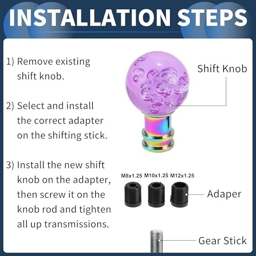 Car Shift Knob, 9cm Universal for Automatic and Manual Vehicle Gear Purple