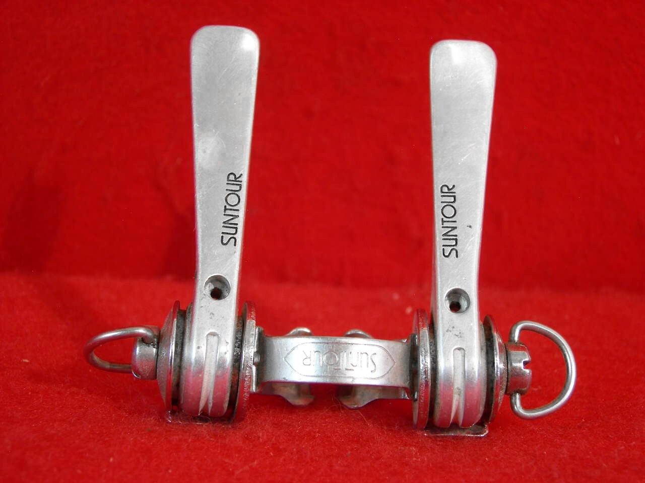 Suntour Shift Lever Set 2 x 5 / 6 Downtube 28.6 mm Alloy / Steel Road Used