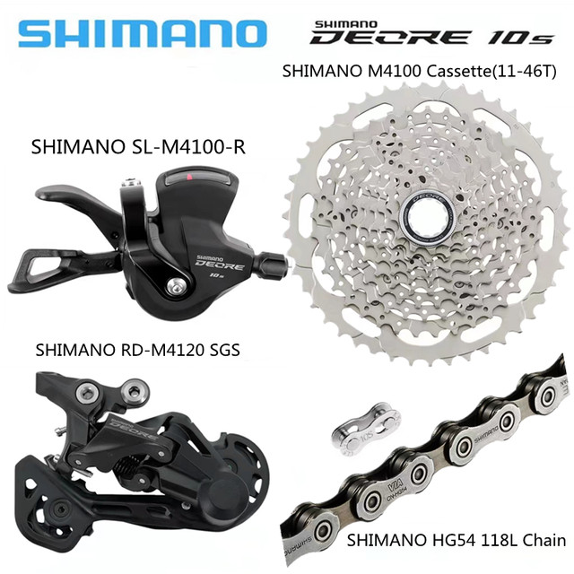 4Pcs/Set Shimano DEORE 10S MTB Groupset SL-M4100+RD-M4120+Cassette+HG54 Chain OE