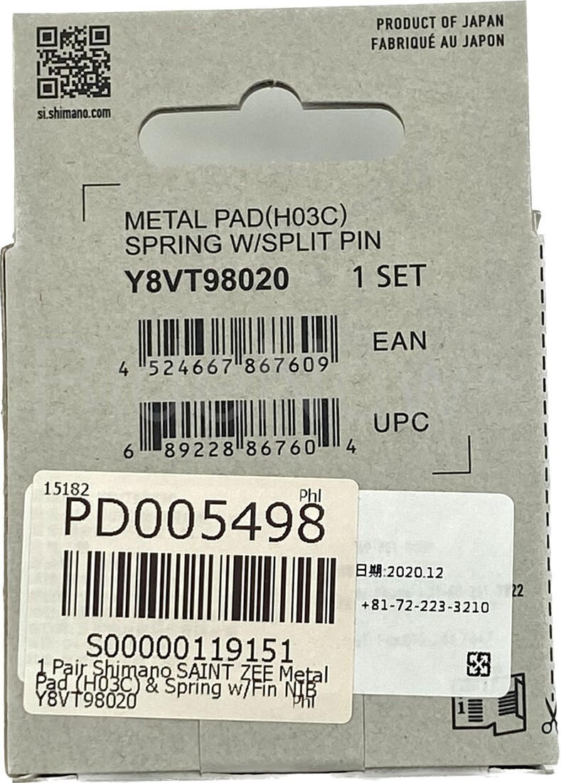 Shimano 4-PistonXT M8020,SAINT M820 ZEE M640 Metal Brake Pad H03C Y8VT98020