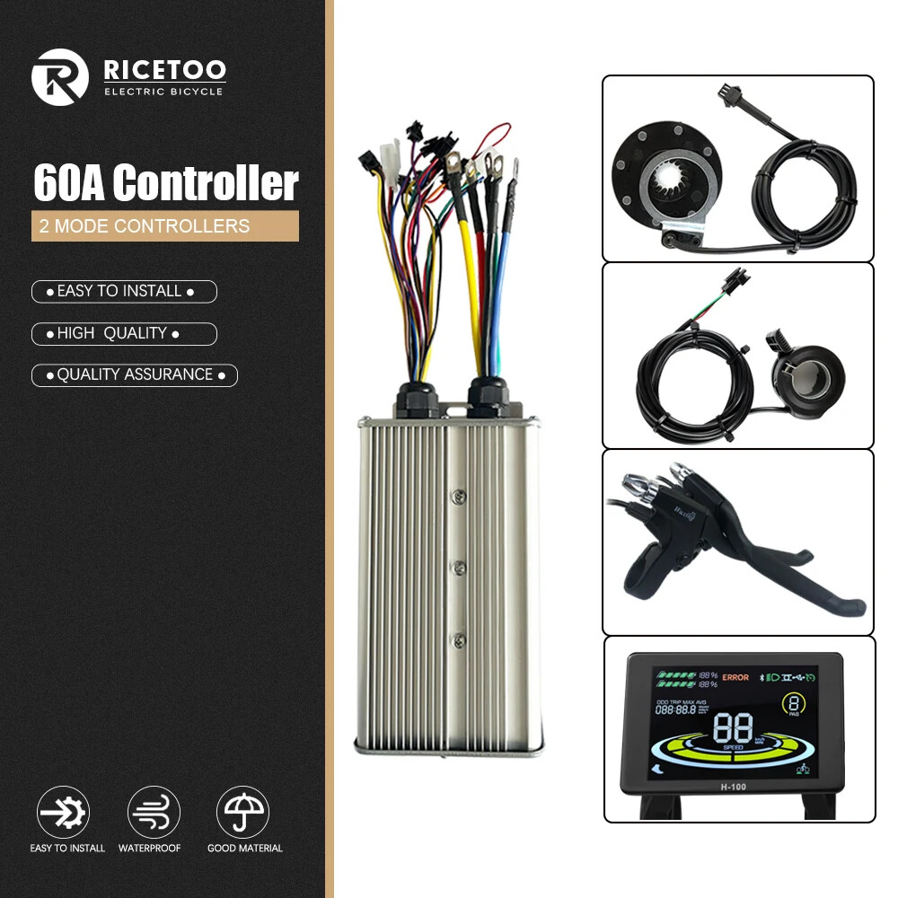 60A Sine Wave Controller 48V 52V 60V 72V with Lock Light Ebike Conversion Kit
