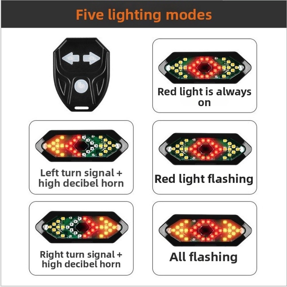 Rechargeable USB Bike Tail Light with Wireless Remote and Waterproof Case
