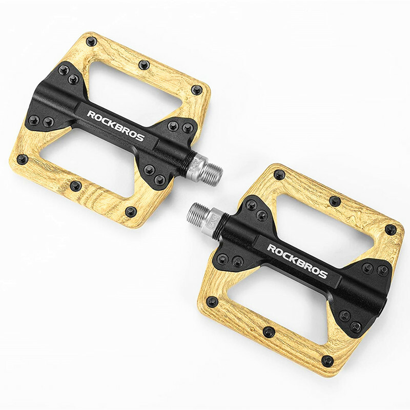 ROCKBROS Aluminum Nylon Bike Pedals Wood Grain Bearing Anti-Slip Bicycle Pedals