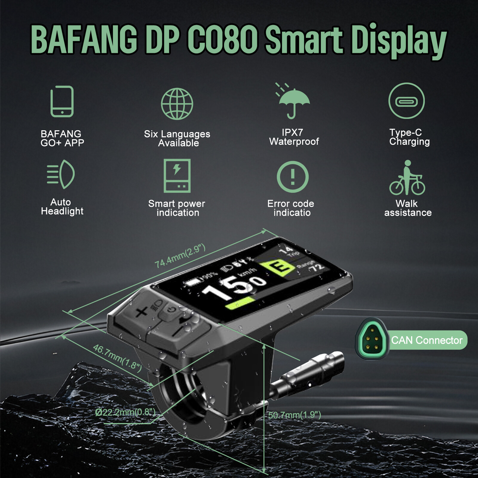 DPC080 Display CAN Protocol For Bafang Mid Motor BBS01 BBS02 BBS-HD Speedometer