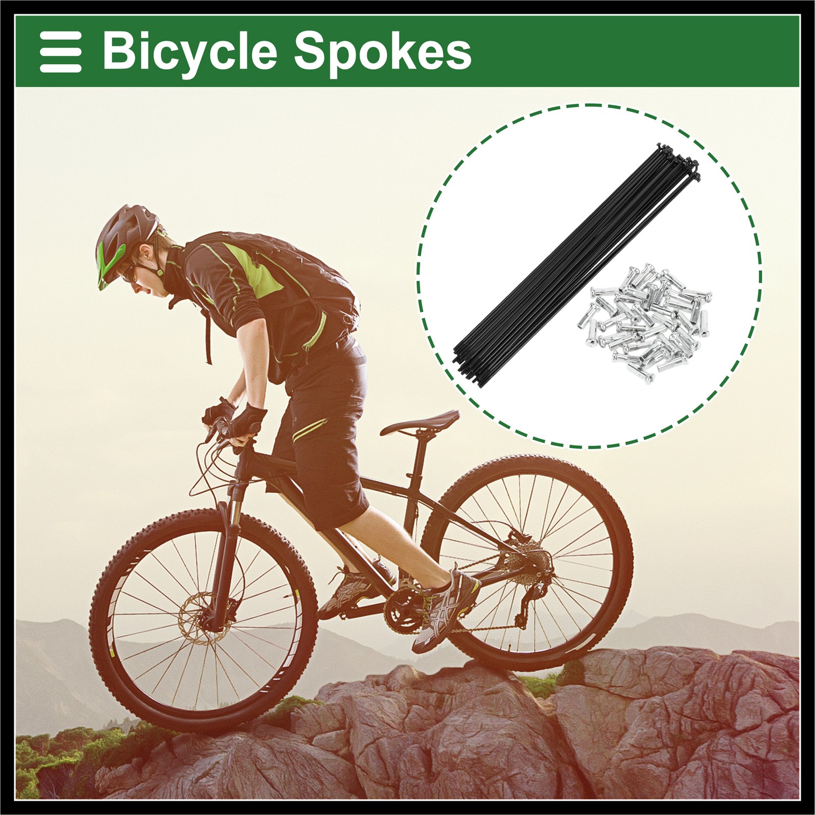 1Set 14G 257mm Length Bicycle Spokes Nipple Carbon Steel Black Universal