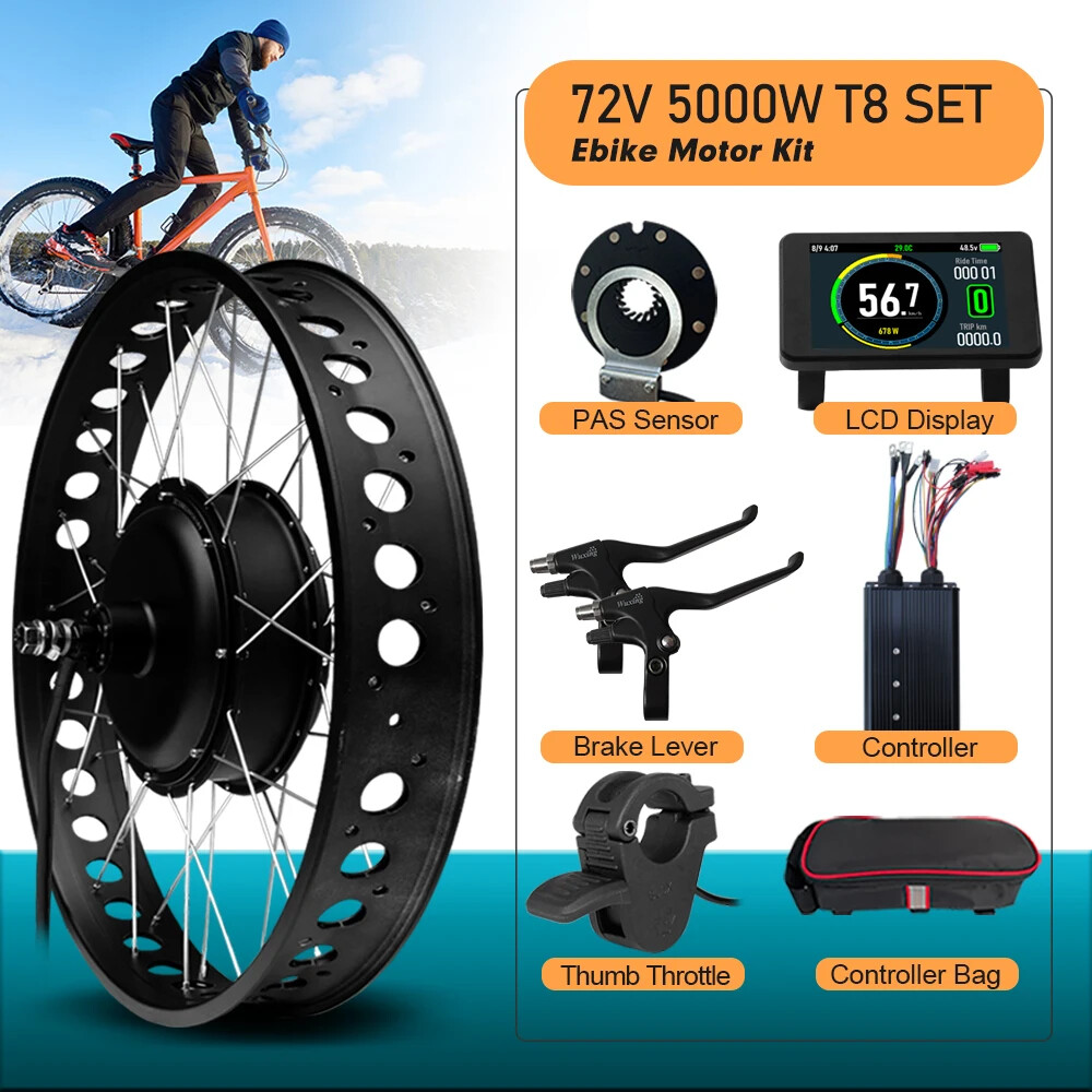 72V 5000W Rear Rotate Electric Fat Bike Brushless 4.0 Tyre Motor Wheel