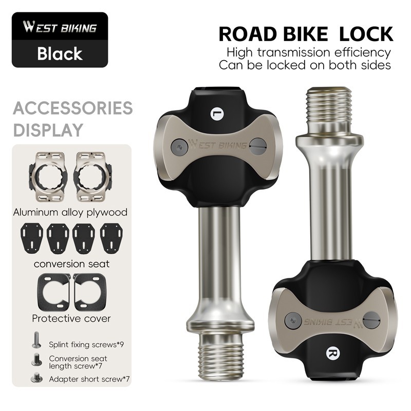 WEST BIKING Road Bike Lock Pedals 3 Bearing for SPEEDPLAY Clipless Pedals Black