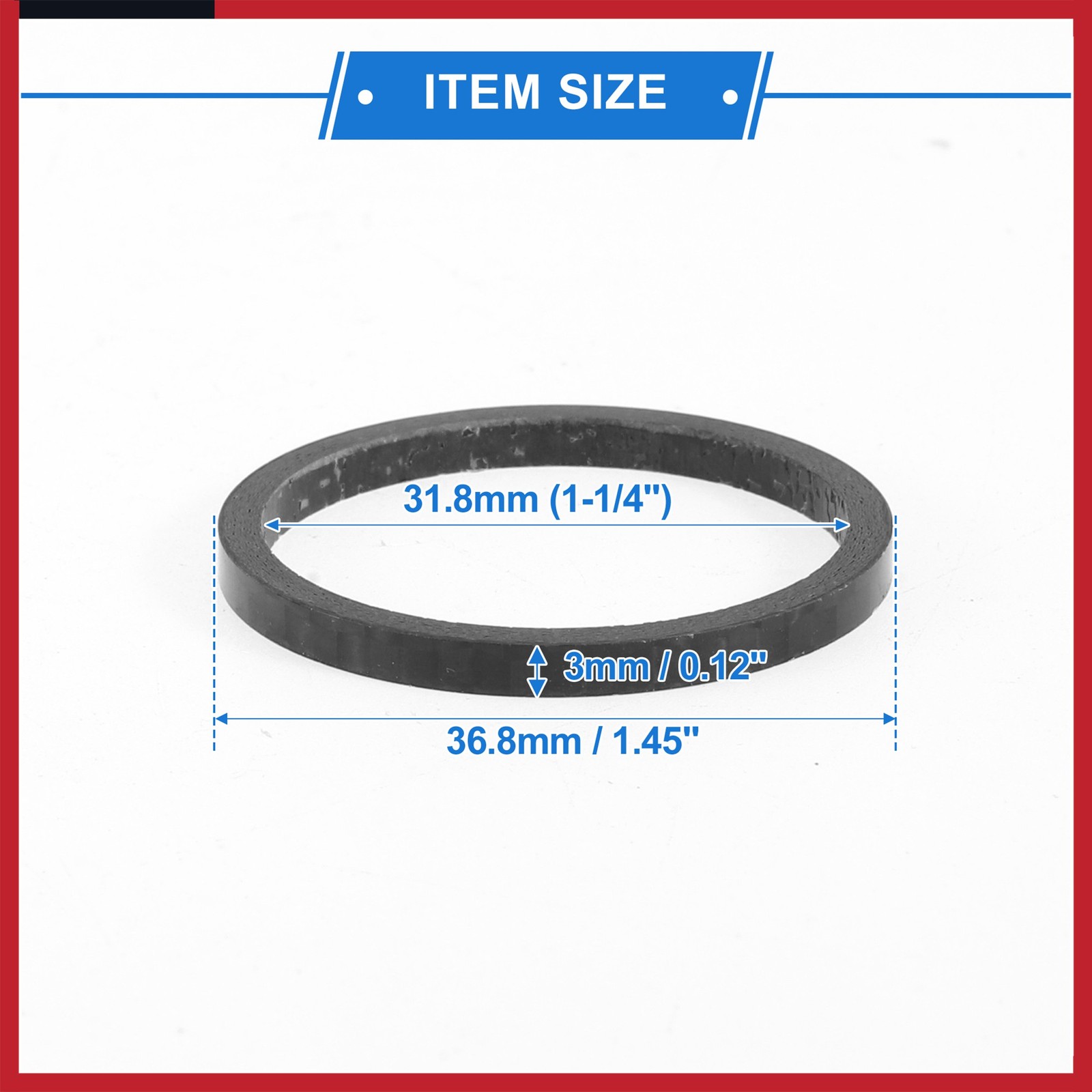 Bicycle Headset Spacers 3mm 31.8 mm 1-1/4″ Carbon Fiber Gloss Black Carbon Fiber