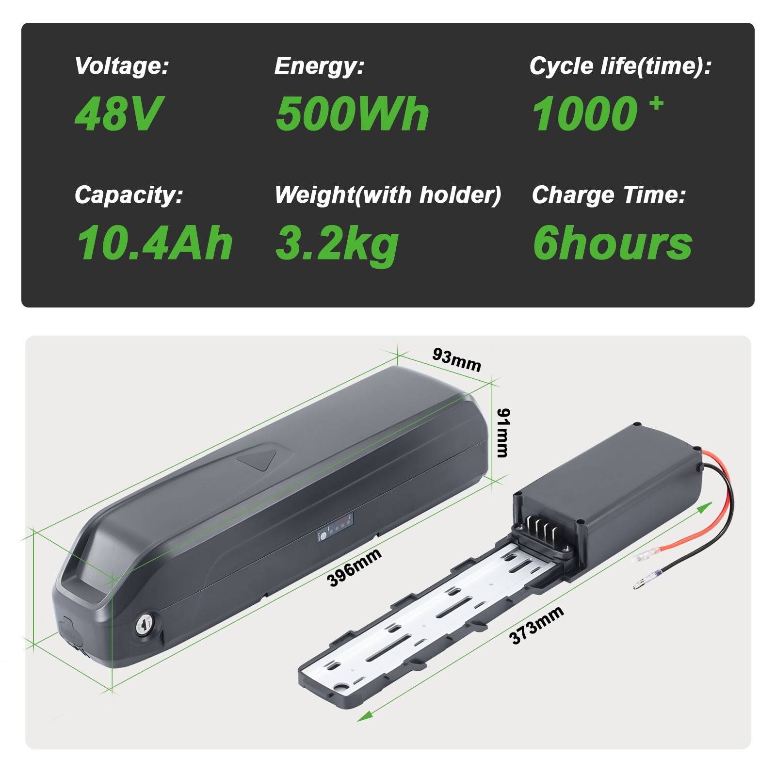 Vivi Electric Bike Battery 48V 10.4Ah F26F H8 Ebike Battery Replacement