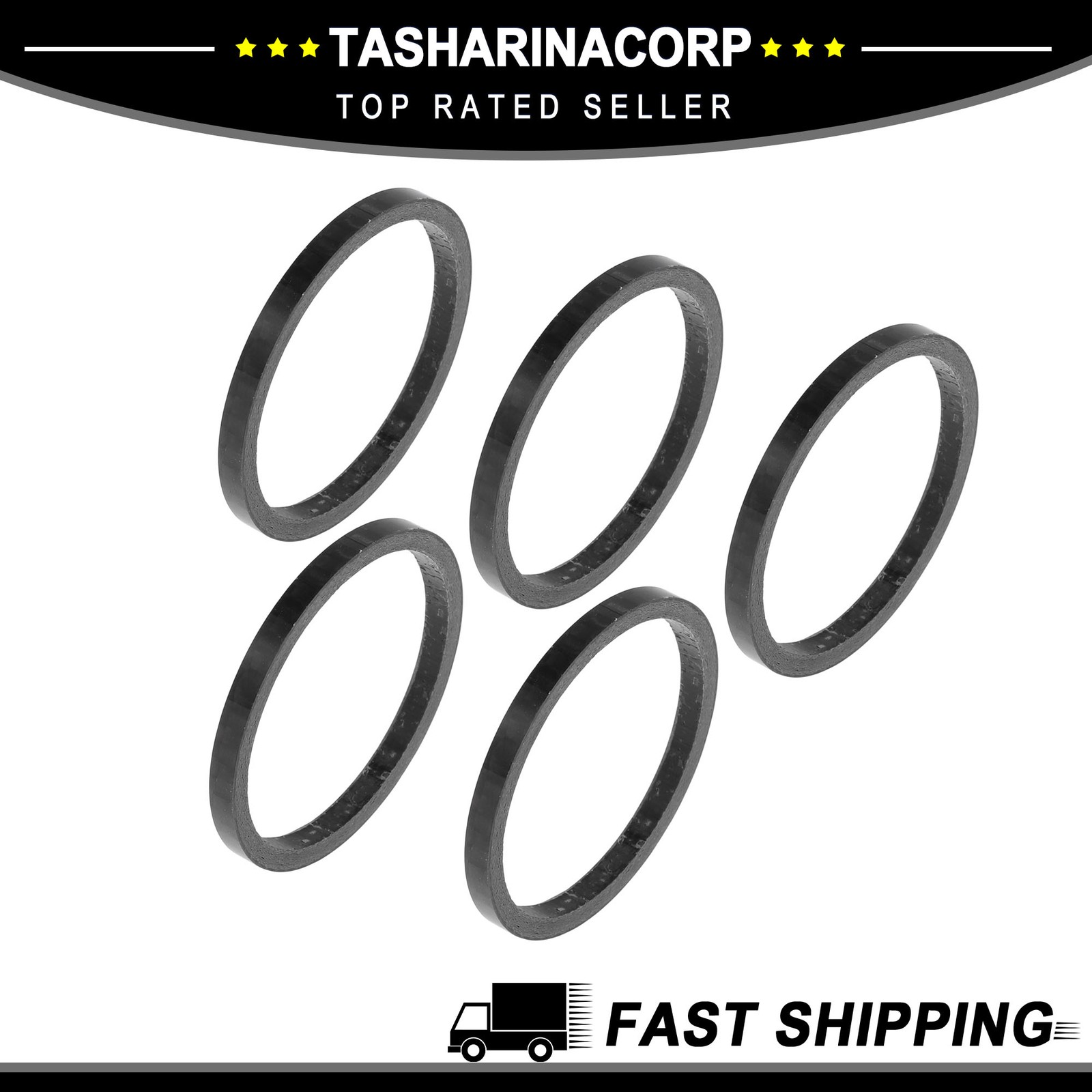 Bicycle Headset Spacers 3mm 31.8mm 1-1/4 » Carbon Fiber Gloss Black Carbon Fiber
