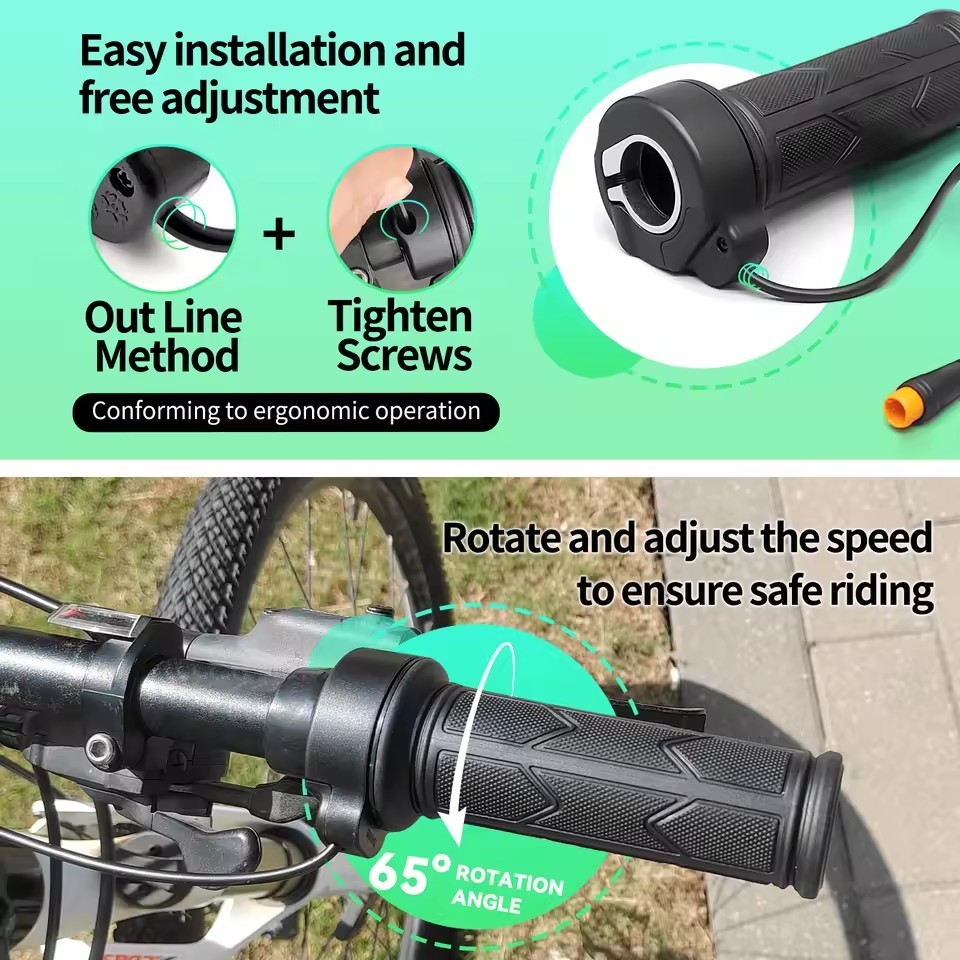 Electric Bike 12V-72V 192X Full Twist Throttle Handle Grips SM/WP Plug