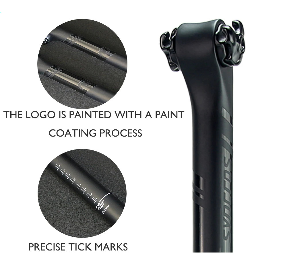 Carbon Cap Mountain/Road Bicycle Seat Post, 27.2mm/30.8mm/31.6mm, 0/20° Offset