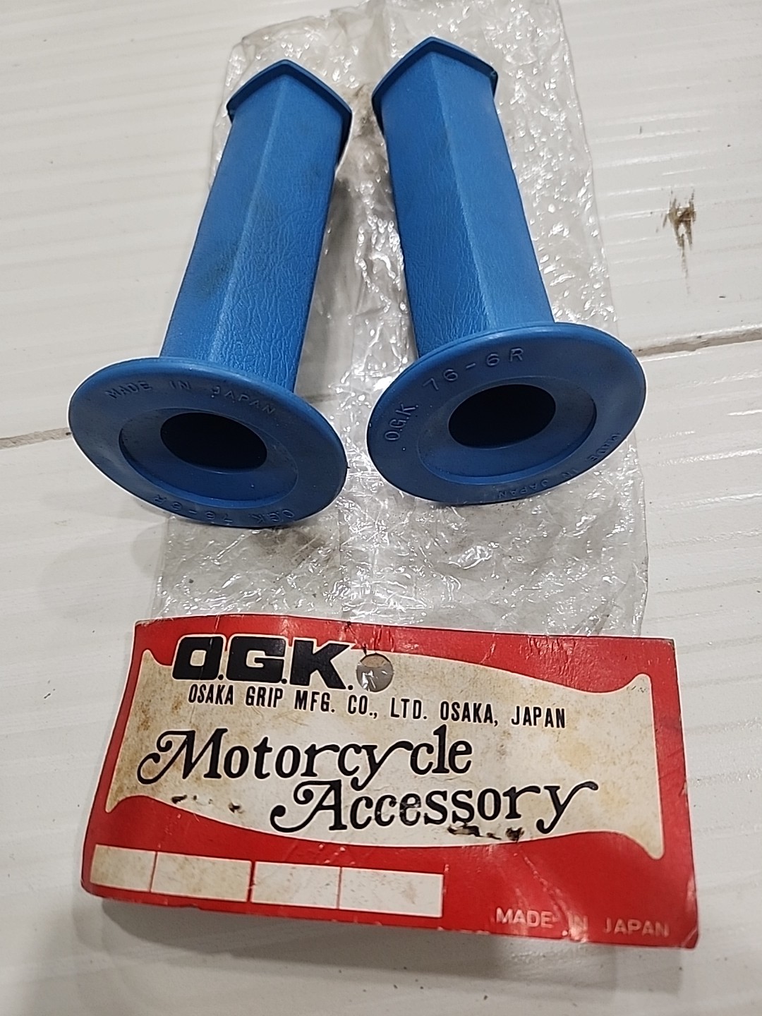 OLD SCHOOL BMX GRIPS OGK 76-6R BLUE JAPAN NOS GRIP 25mm Both