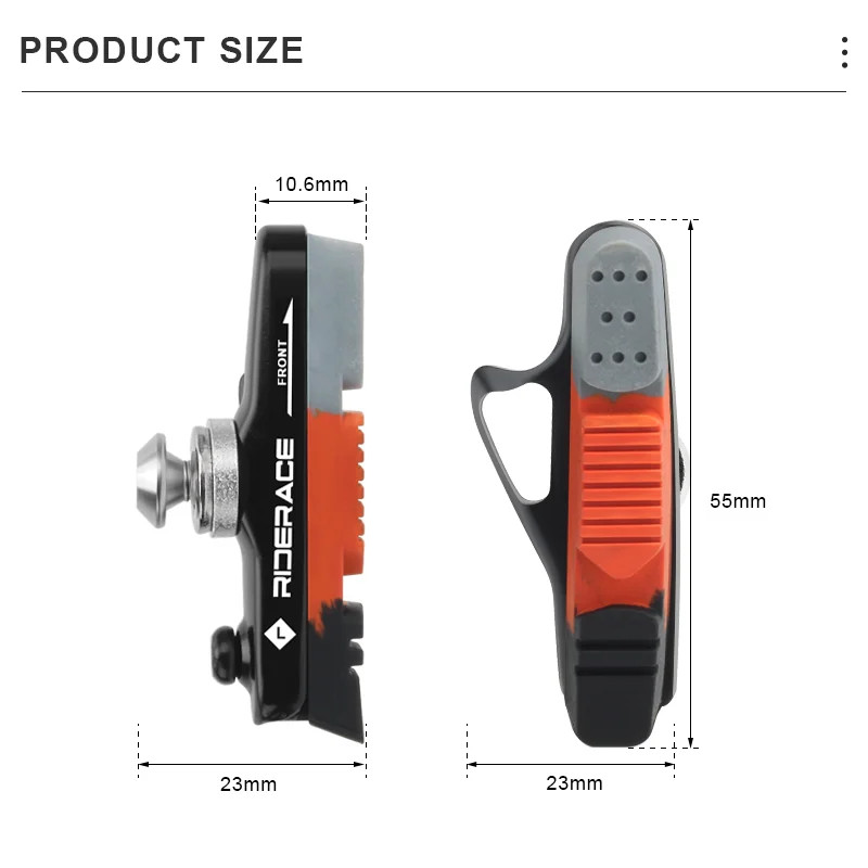 Road Bike Brake Pads for Rim C Brake CNC Aluminum Alloy Replaceable Rubber Pads