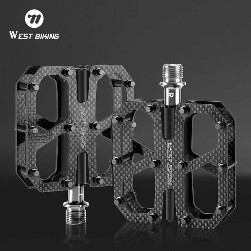 Bicycle Pedals Carbon Fiber Titanium Axle 3 Bearing Bicycle Pedals Black