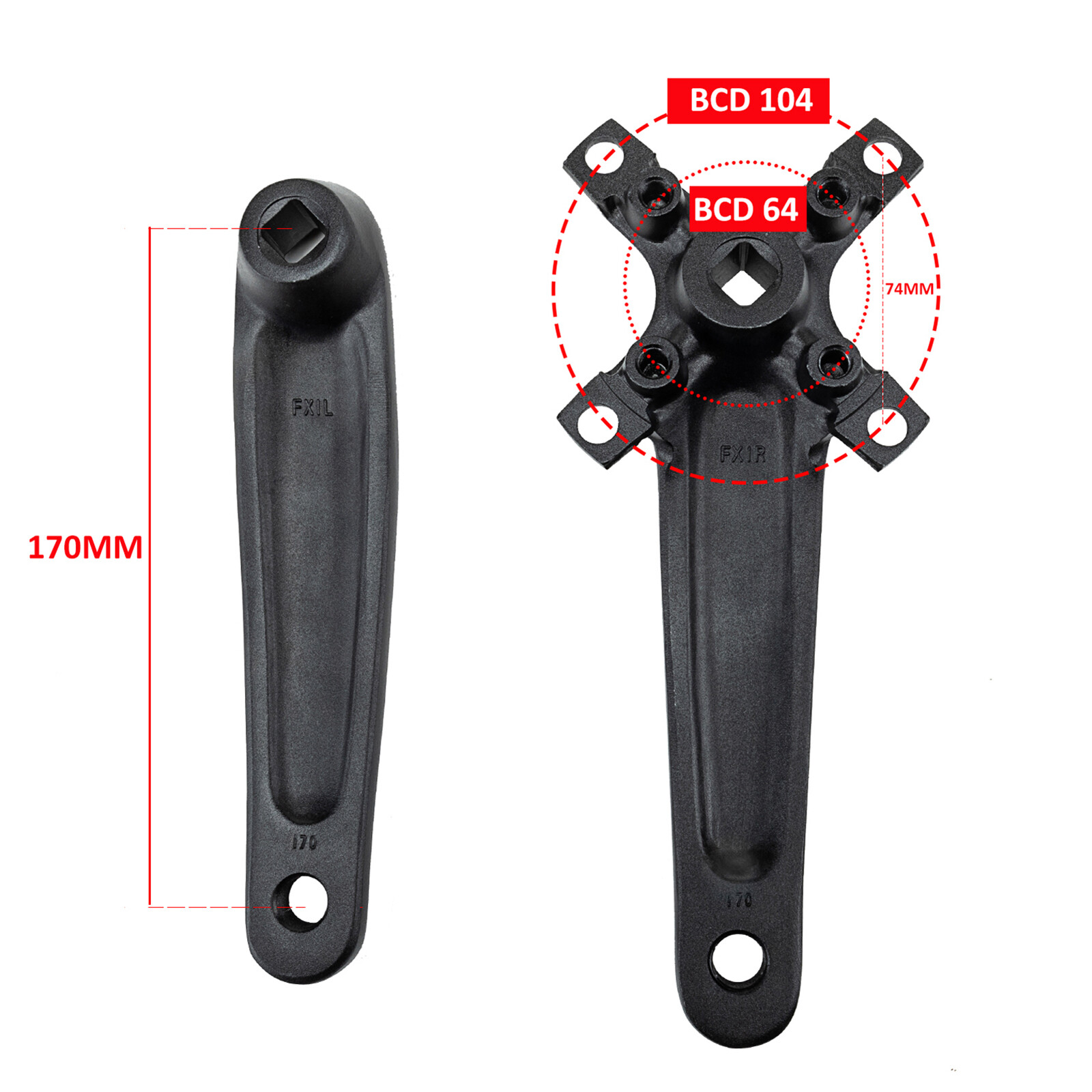 for Shimano 9/10-speed 22-44t Triple Crankset 170mm MTB Bike Chainring Crank ALu