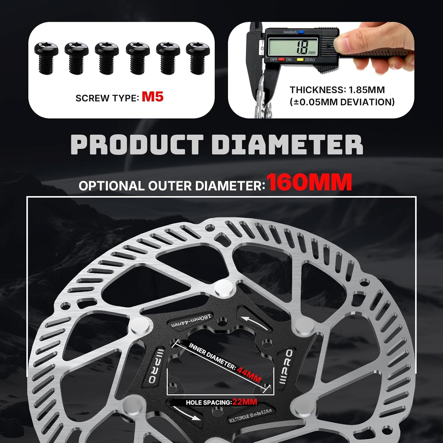 IIIPRO A2 140Mm 160Mm 180Mm 203Mm Floating Bike Disc Brake Rotor with 6 Bolts,Mt