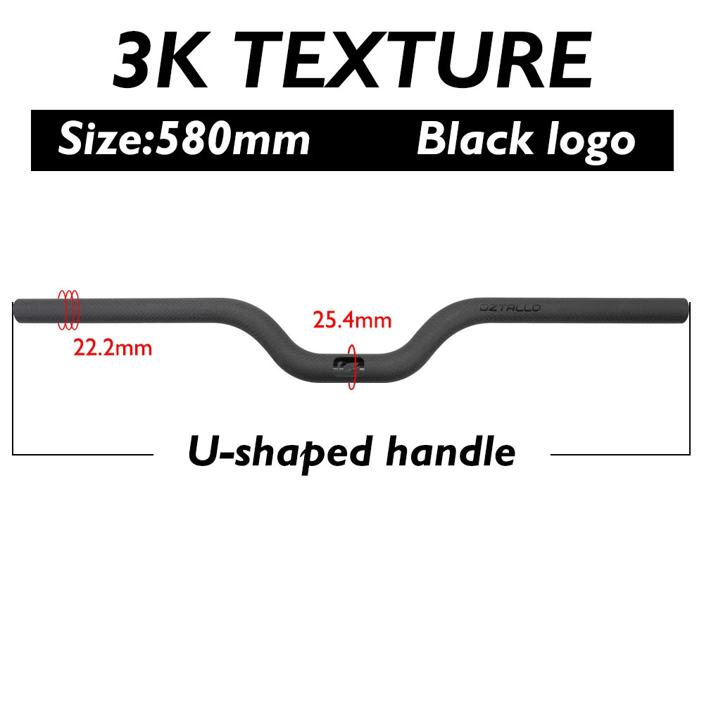 Carbon Fiber Mountain Bike Handlebars 25.4mm Clamp Diameter Flat Riser Bar