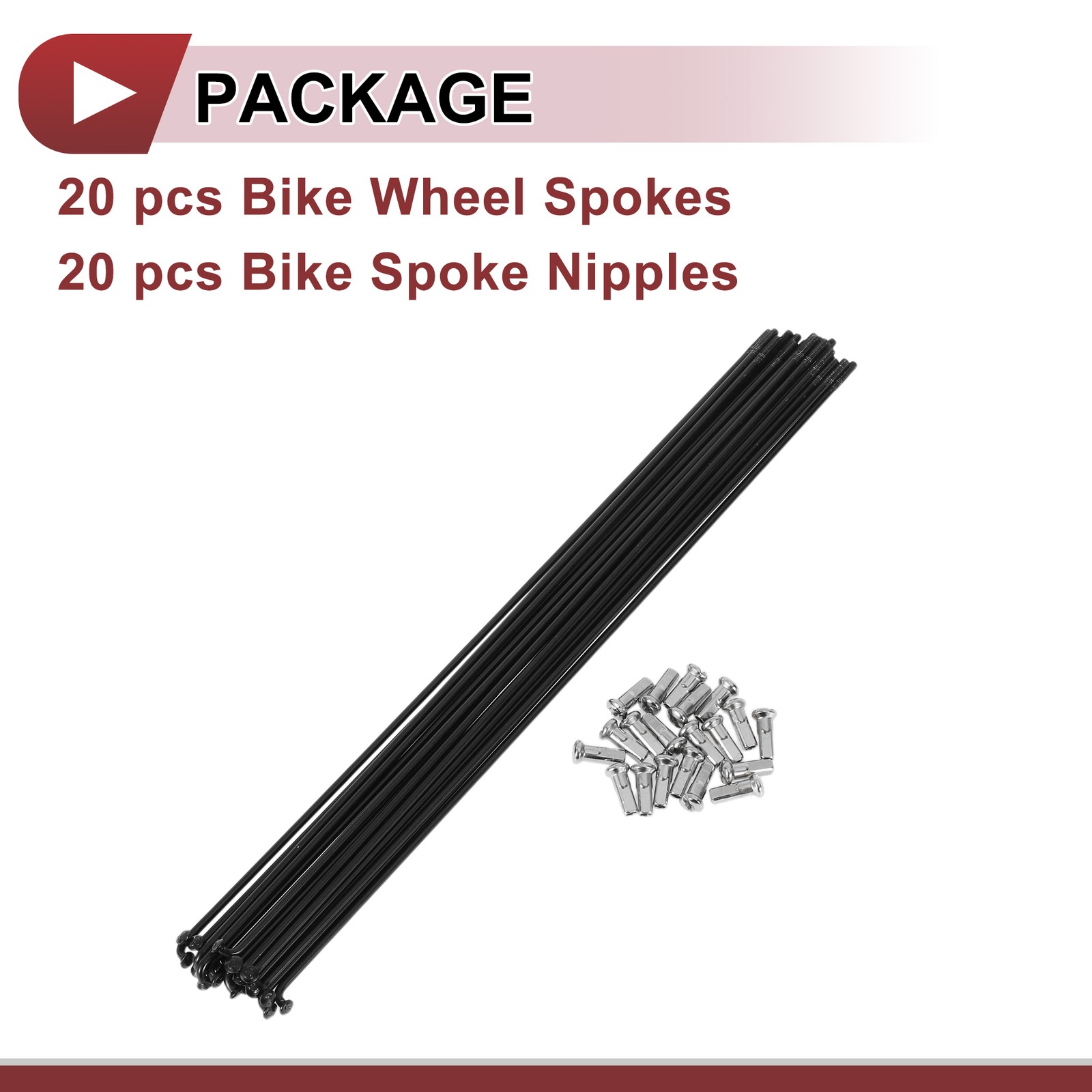 20 Set 13G Bicycle Spokes 231mm Bike Wheel Spokes 304 Stainless Steel Black