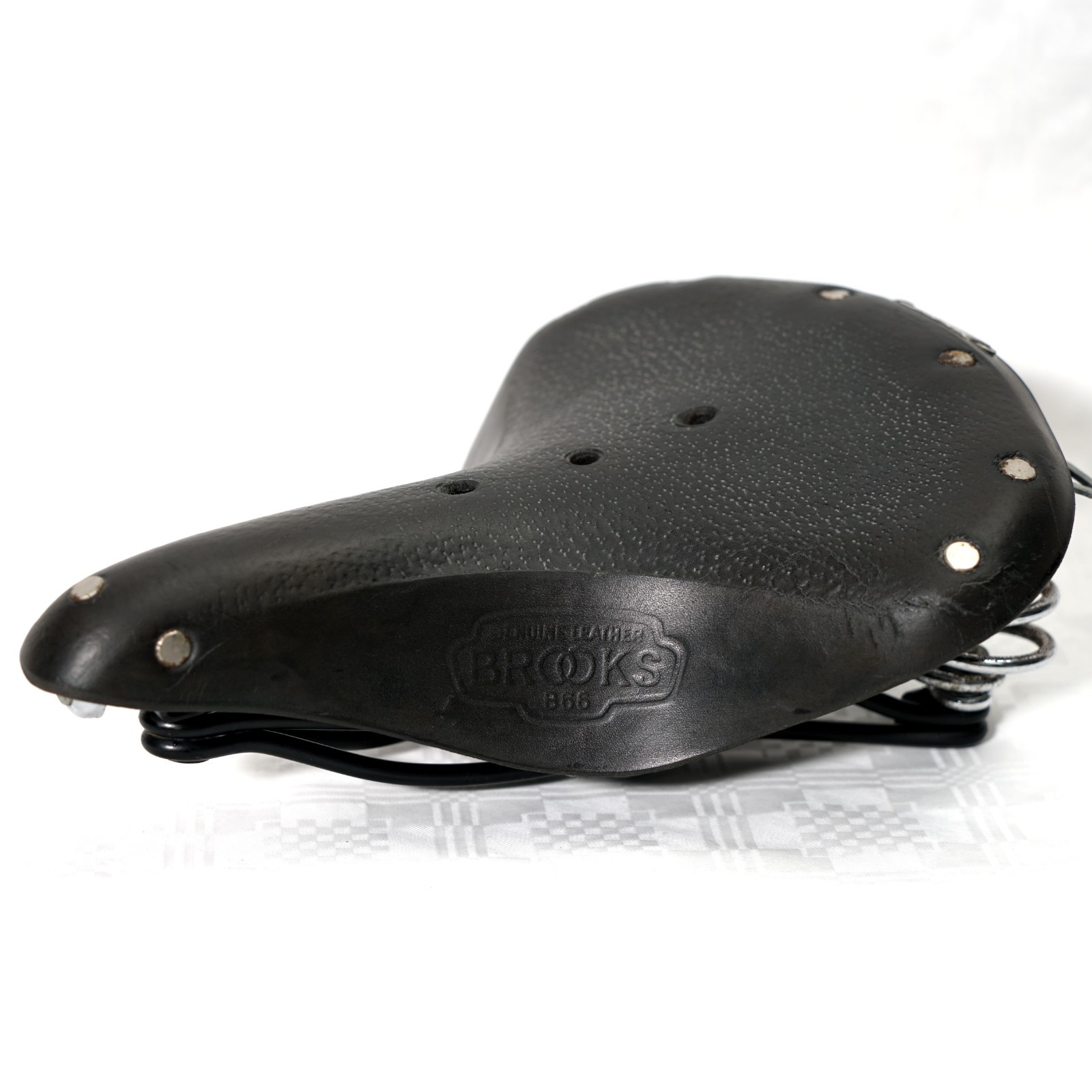 Vintage Brooks B66 Black Leather Bicycle Saddle Suspension Saddle Made in England