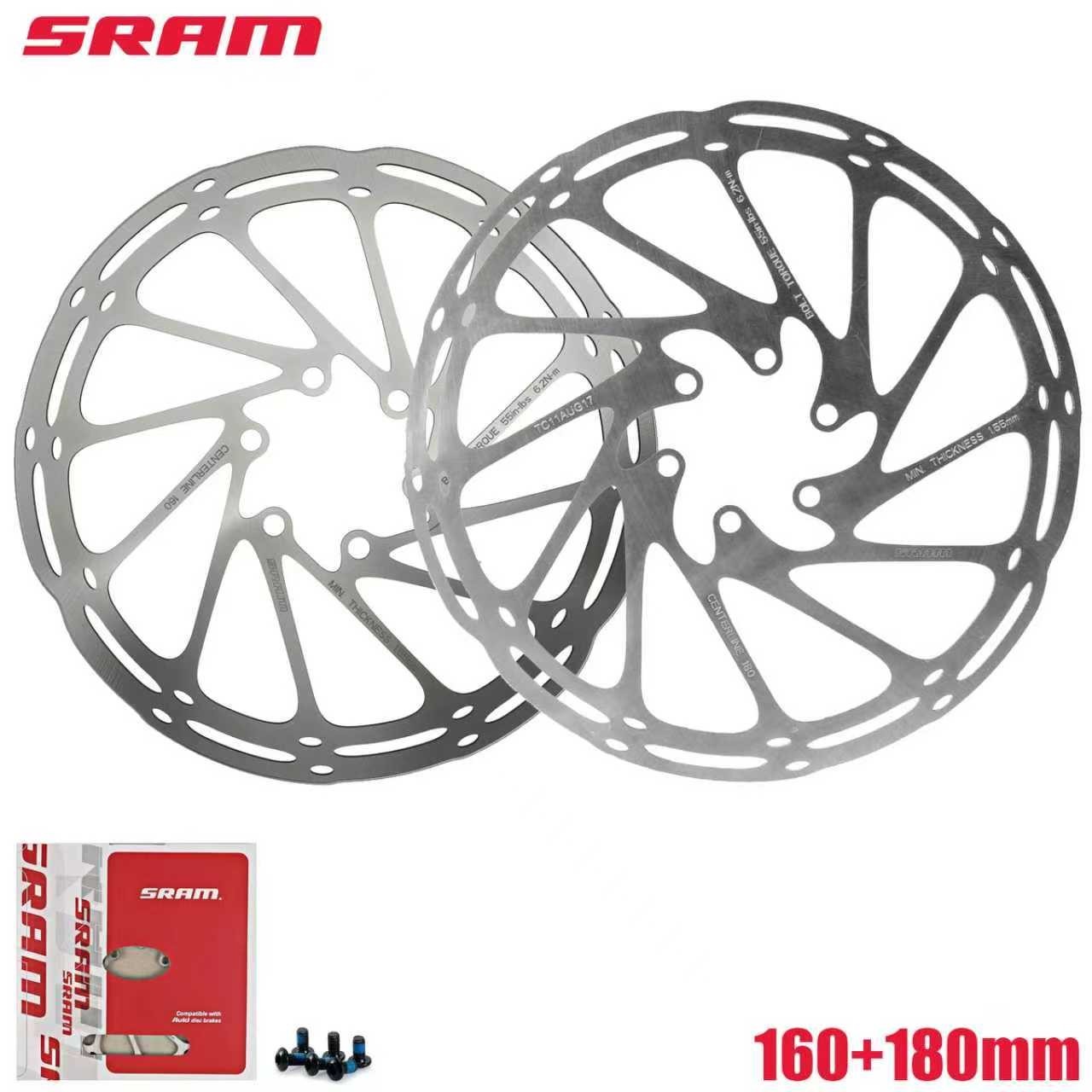 SRAM Avid Centerline Disc Brake Rotors 180mm + 160mm 6-Bolt MTB Road Set