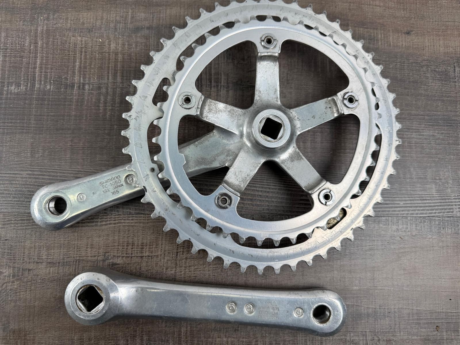 Vintage Shimano 105 Crankset 165mm FC-1050 Biopace 52/42 Double Square Taper