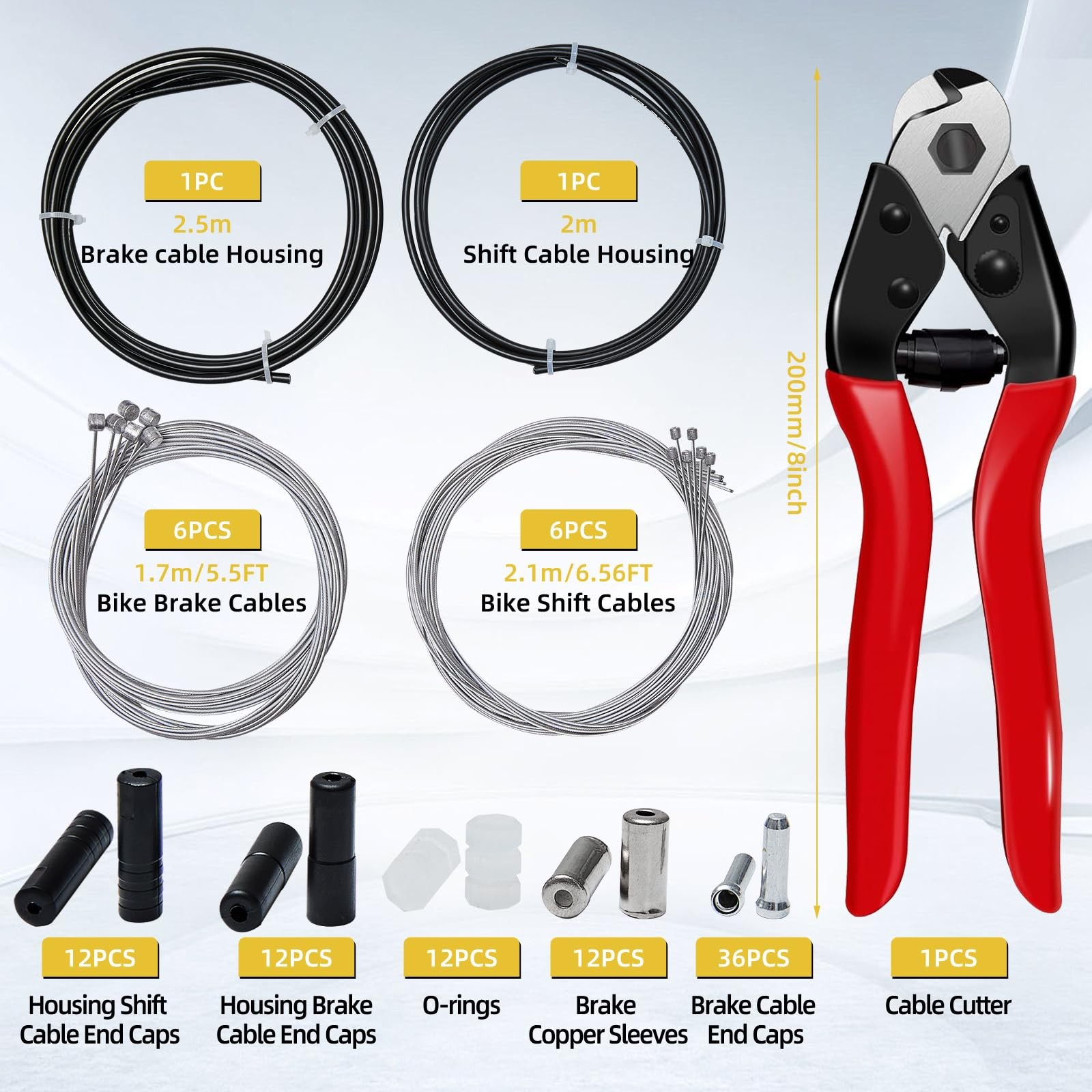 103Pcs Bike Brake Cable Kit with Stainless Steel Bike Cable Cutter,Brake Cabl…