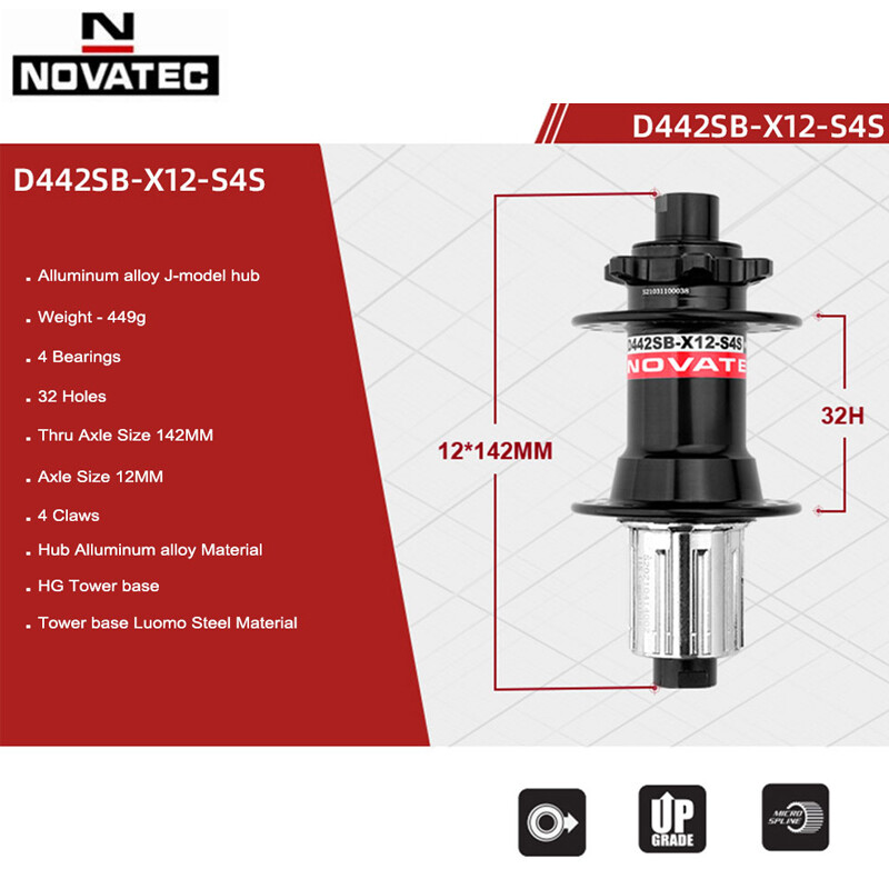 Novatec MTB Bike Hub D041SB-15 D442SB-X12 8/9/10/11/12 Speed 32 Holes Thru&QR