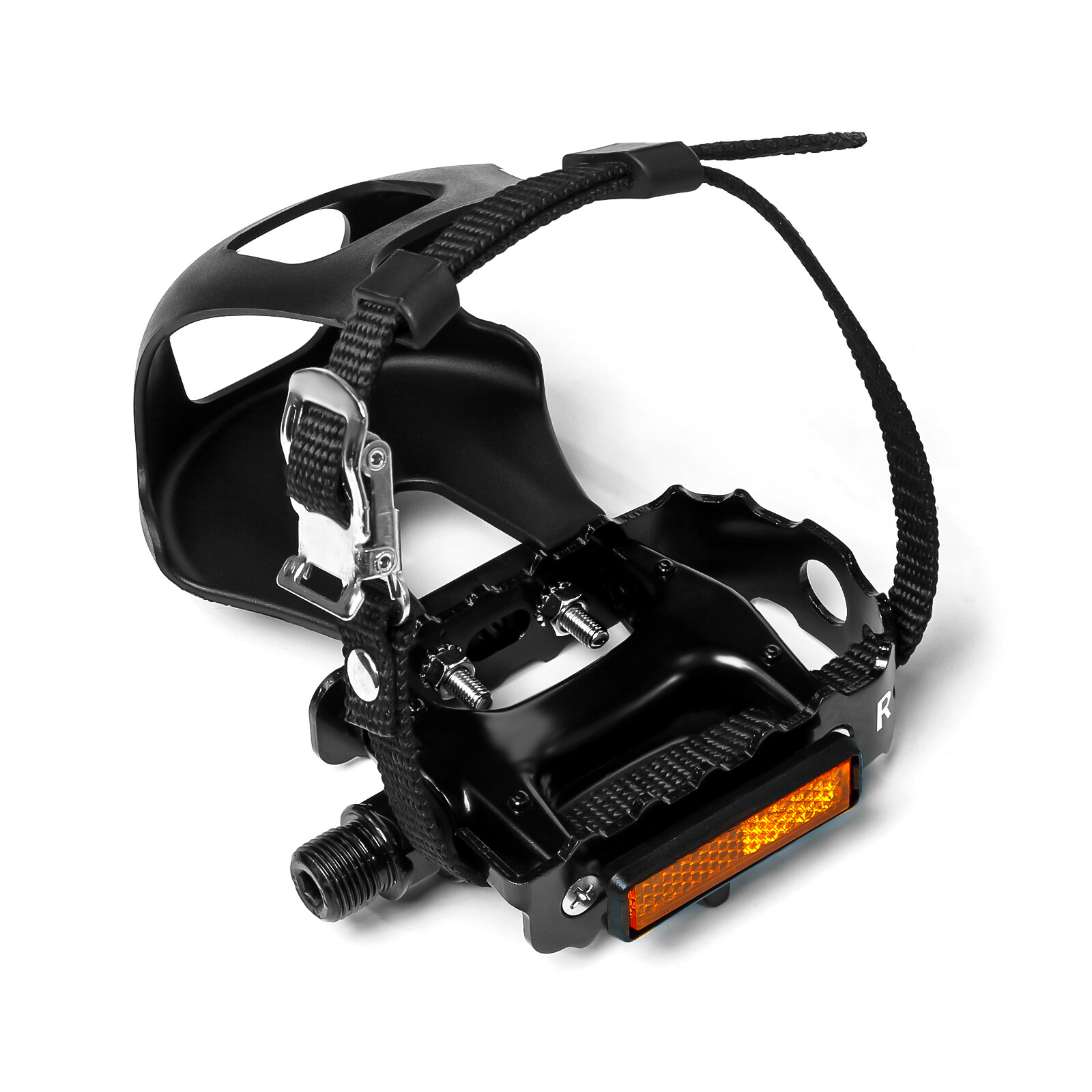 MTB Road Bike Pedal 9/16″ with Toe Clips Strap Aluminium Non-slip For Shimano