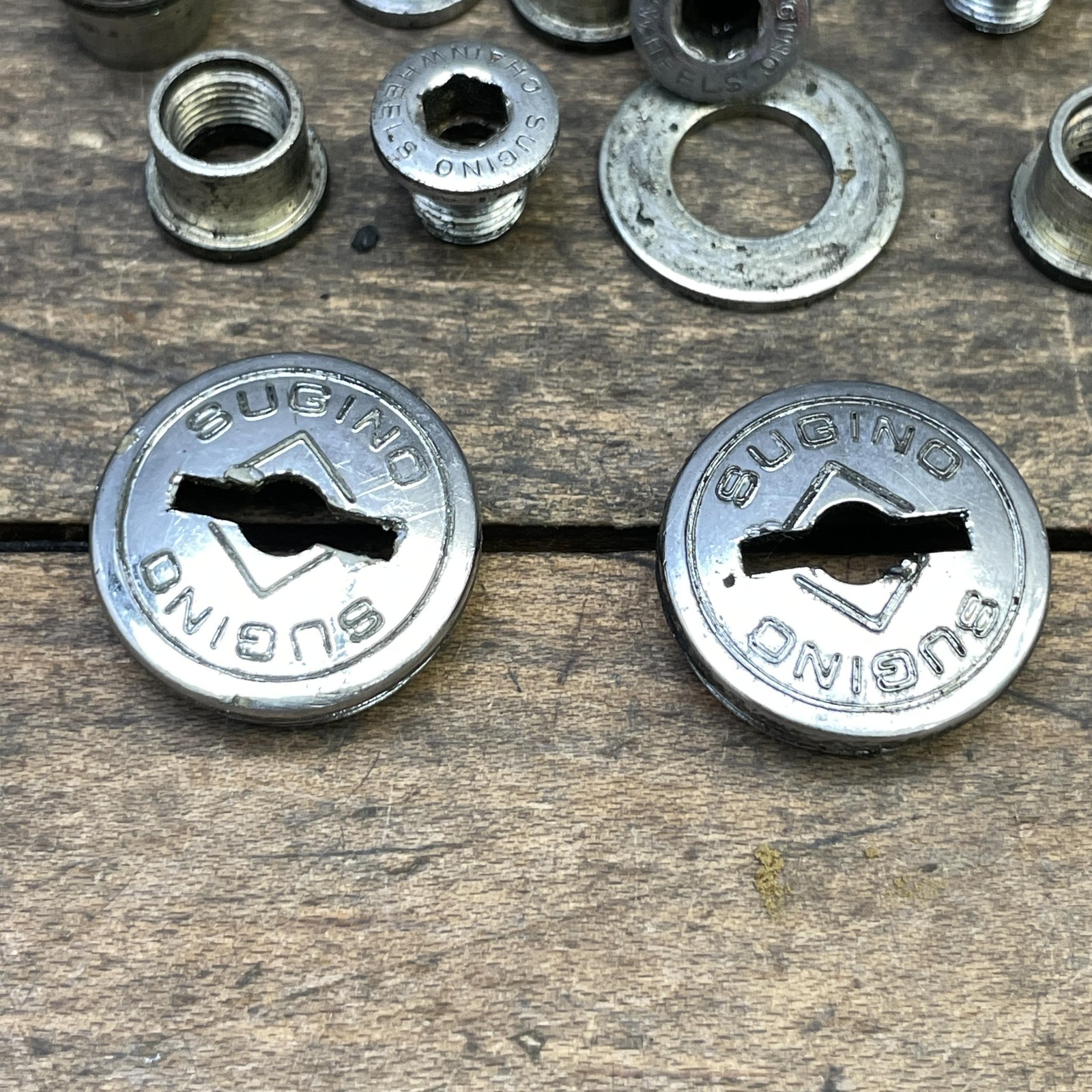Vintage Sugino Chainring Bolts Dust Caps 75 Crank Hardware Lot 1980s Parts Kit