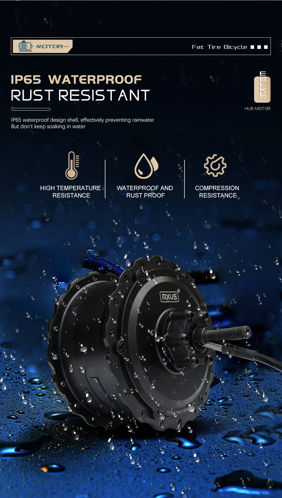 750W E-Bike Conversion Rear Cassette Hub Motor Kit 20 24 26″ Snow/Beach Fat Bike