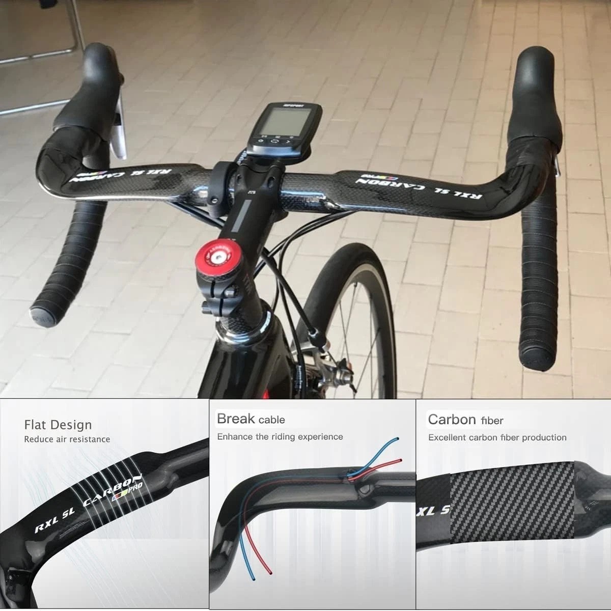 Lightweight Carbon Fiber Drop Handlebars 42mm Handlebar 31.8
