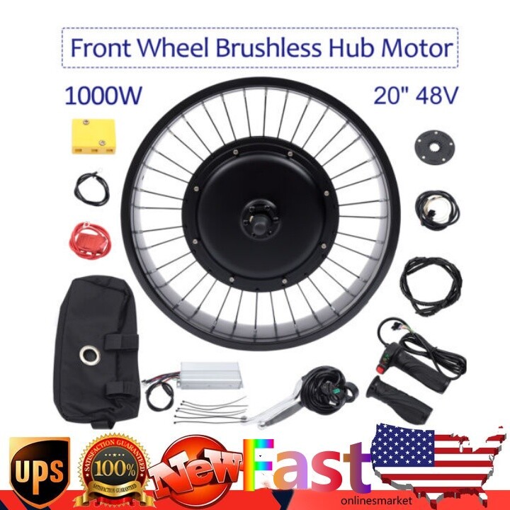 48V 20″ Electric E-Bike *Front* Wheel Bicycle Motor Conversion Kit Fat Tire 1KW