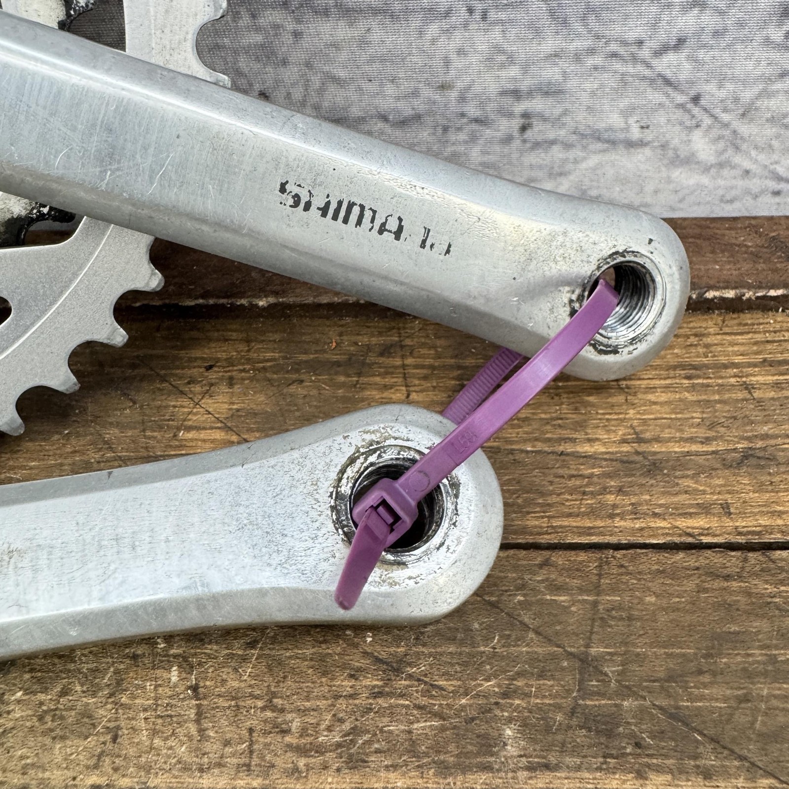 Vintage Shimano FC-B124 Crankset 175mm 110 BCD Biopace Triple Chainring MTB ATB