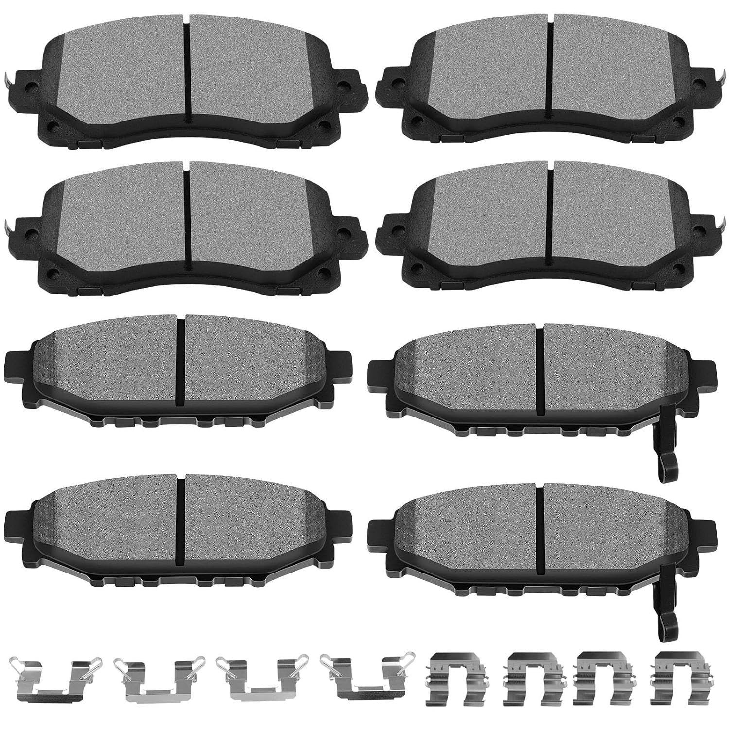 SCITOO D2045 D1114 Front Metallic Rear Ceramic Brake Pads Sets w/Hardware Replac