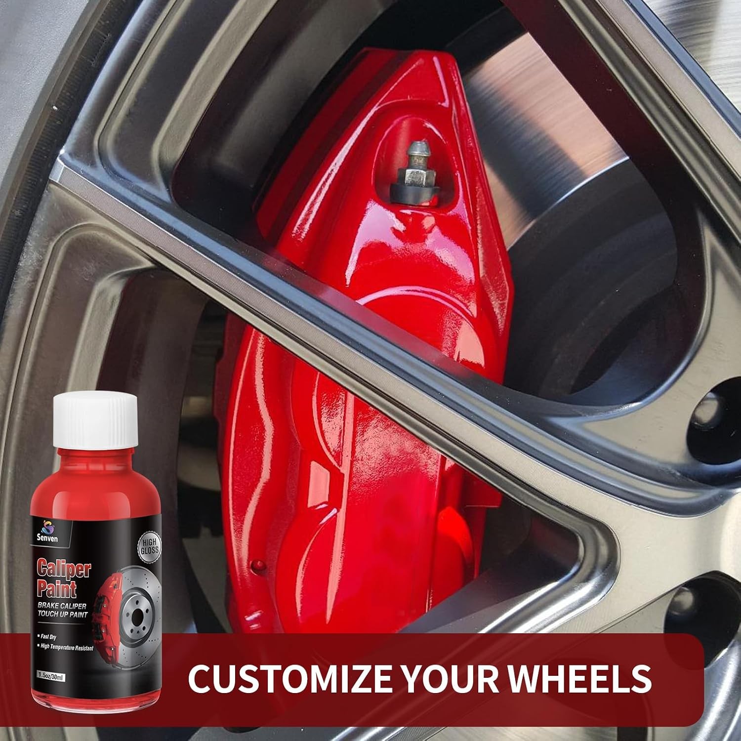 Red Brake Caliper Paint Touch Up Kit 1.5 Fl Oz High Temp Heat Resistant Red