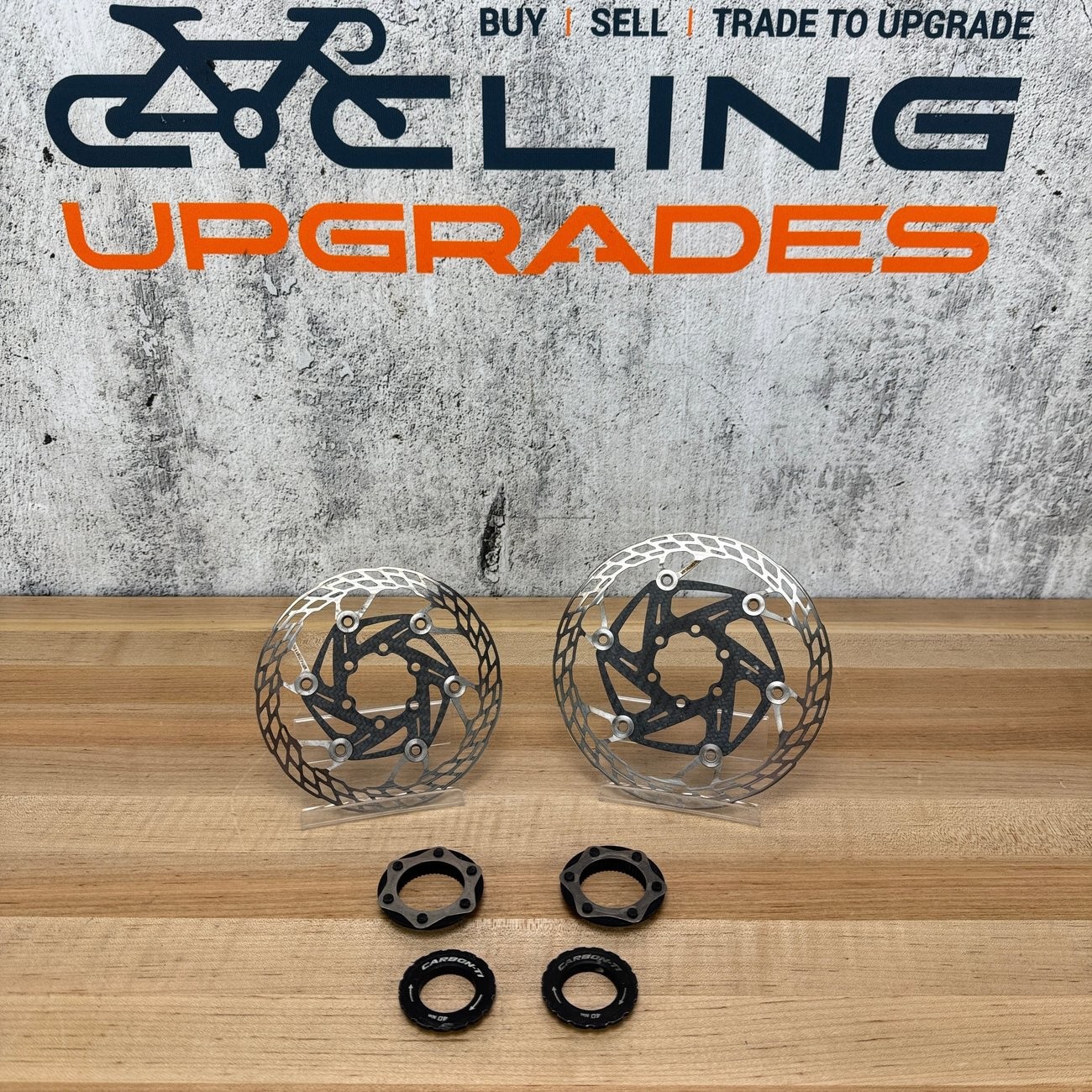 Carbon-Ti X Carbon 6-Bolt 160/140mm Disc Brake Rotors + Center Lock Adapters